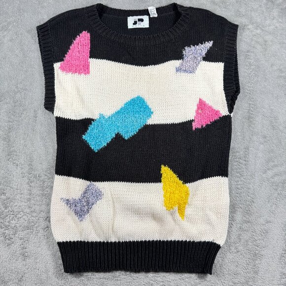 VTG 80s Retro Pastel Abstract Sweater Vest Lot Women’s L 3-Piece Colorblock Knit - Picture 5 of 13
